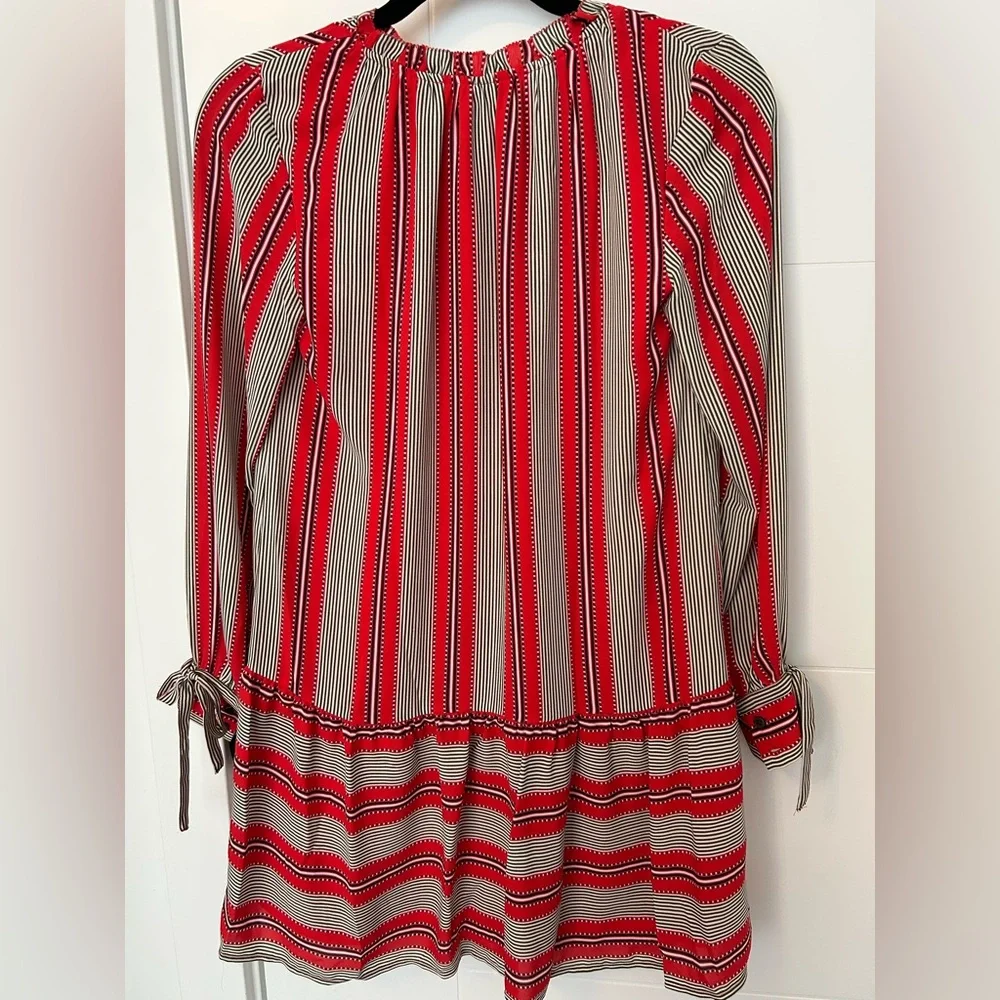 Loft Petites Size XXSP Red and Navy Striped Dress - Picture 2 of 5